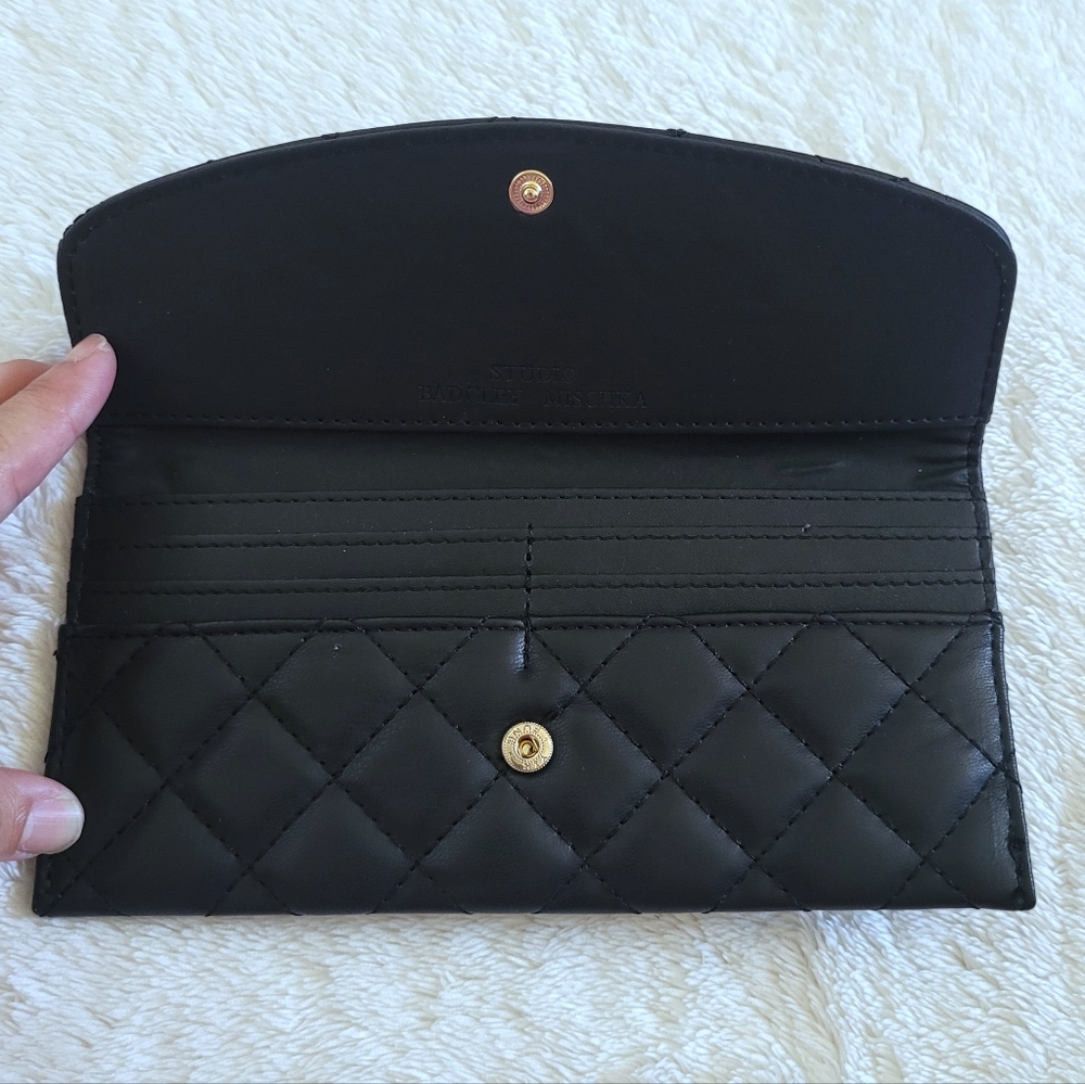Badgley Mischka Diamond♦️ Quilted Black🖤 Flap Wallet - NWT - Picture 11 of 14